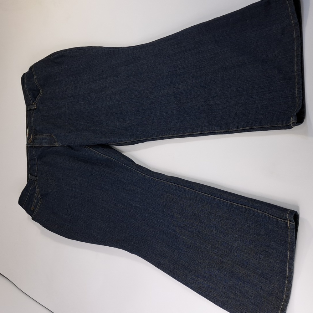 Fashion🔺️Bug Moderately Curvy Dark Wash Wide Leg Blue Jeans Size 22W - Picture 11 of 17